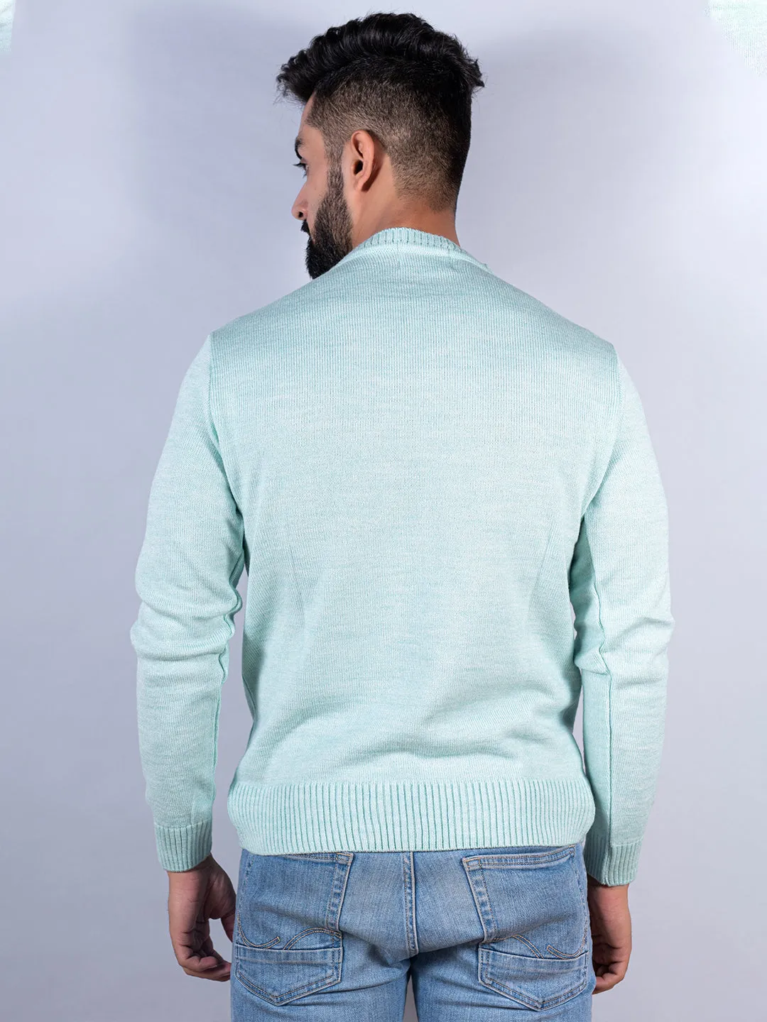 Green Color Crew Neck Sweater