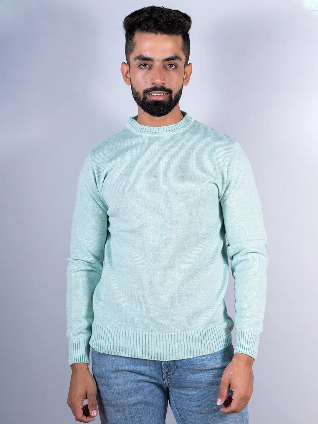 Green Color Crew Neck Sweater