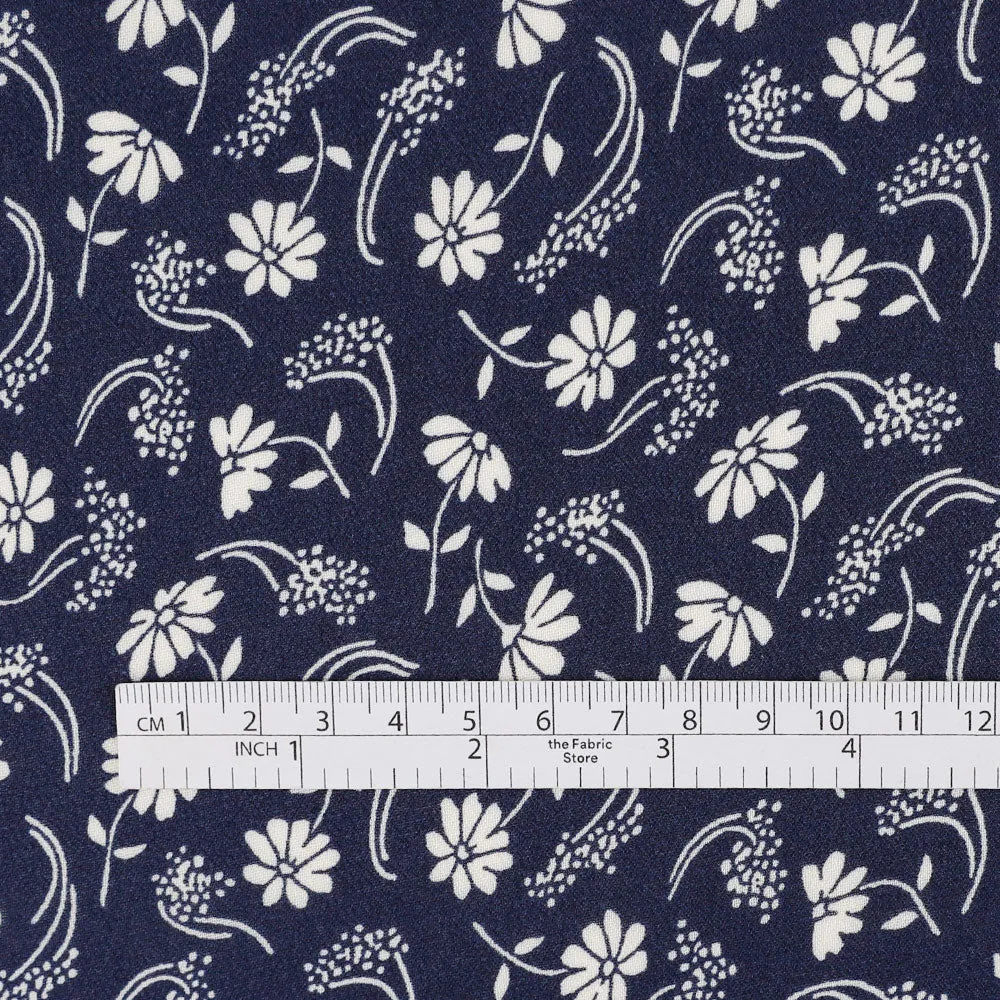 Gypsophila Daisy Viscose Georgette - Navy