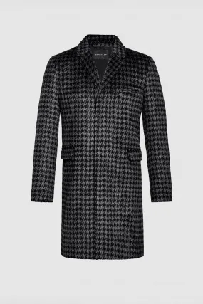 Houndstooth Suri Alpaca Notched Lapel Overcoat