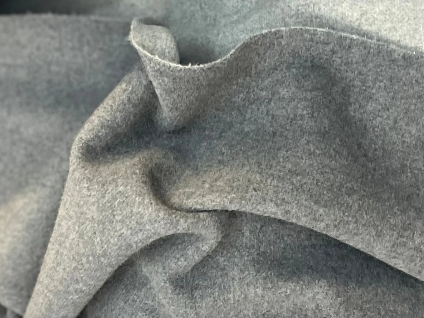 Italian Double Face Melton Wool - Heathered Medium & Light Gray