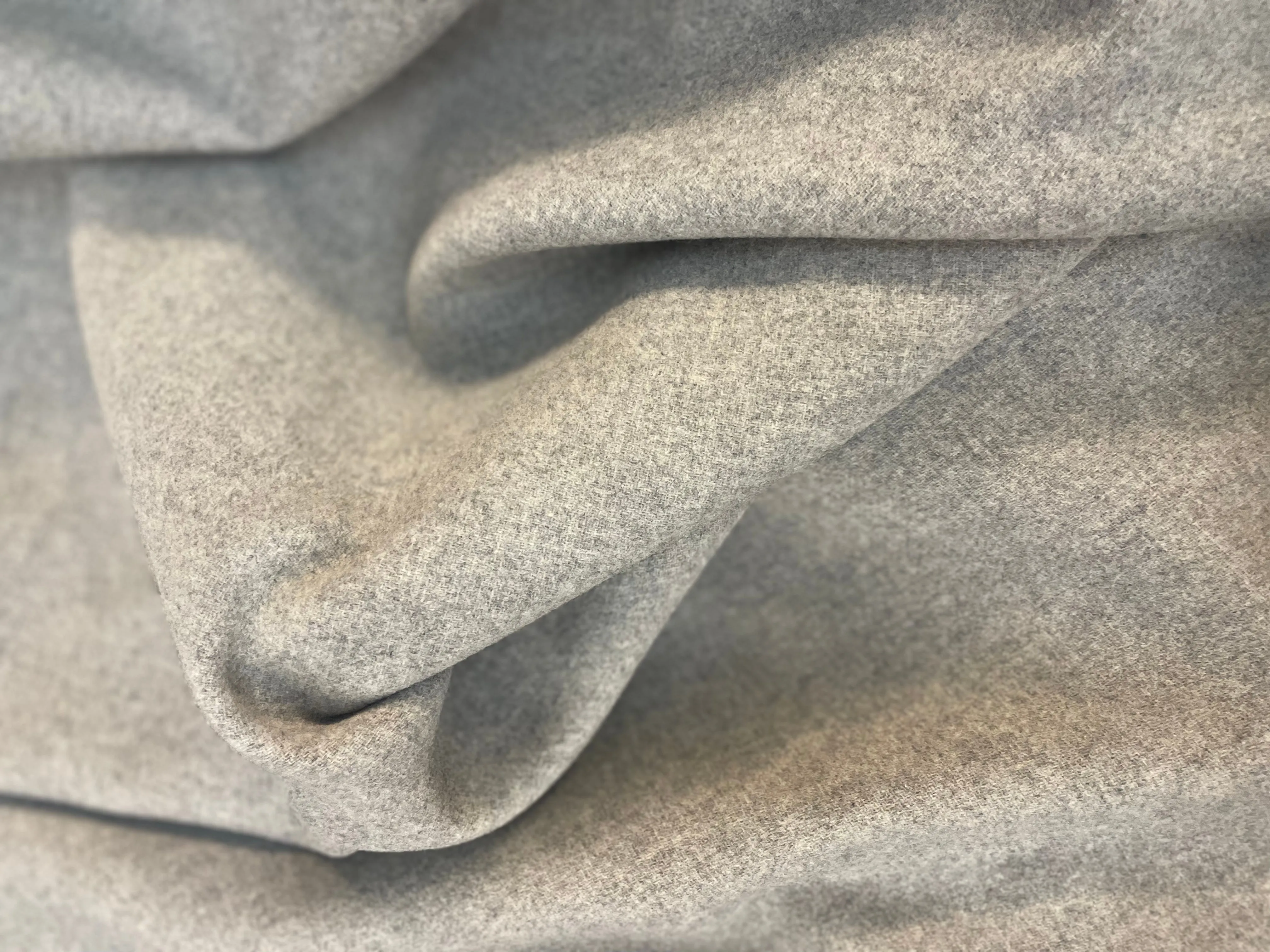 Italian Double Face Melton Wool - Heathered Medium & Light Gray