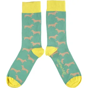 Ladies Jade Sausage Dog Organic Cotton Ankle Socks