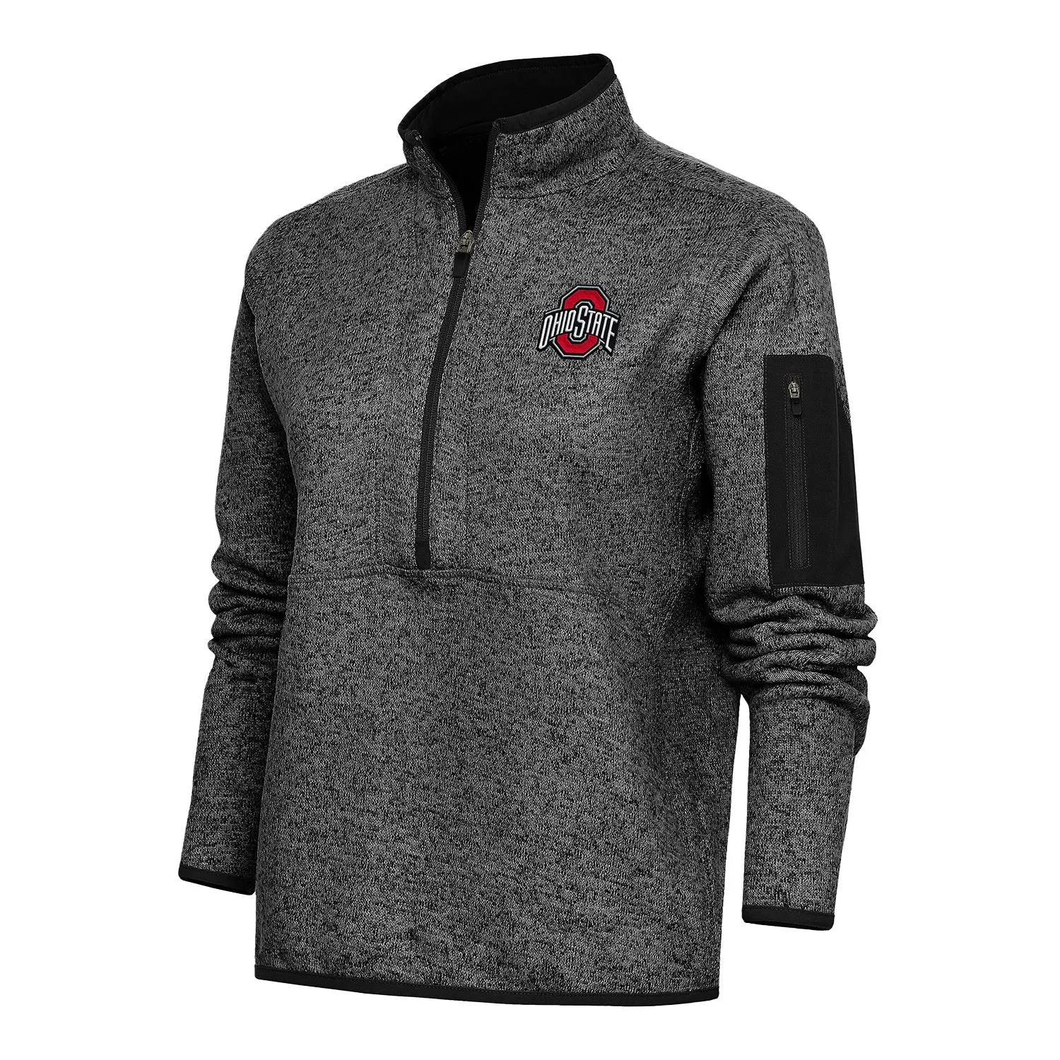 Ladies Ohio State Buckeyes 1/2 Zip Fortune Heather Black Pullover Jacket