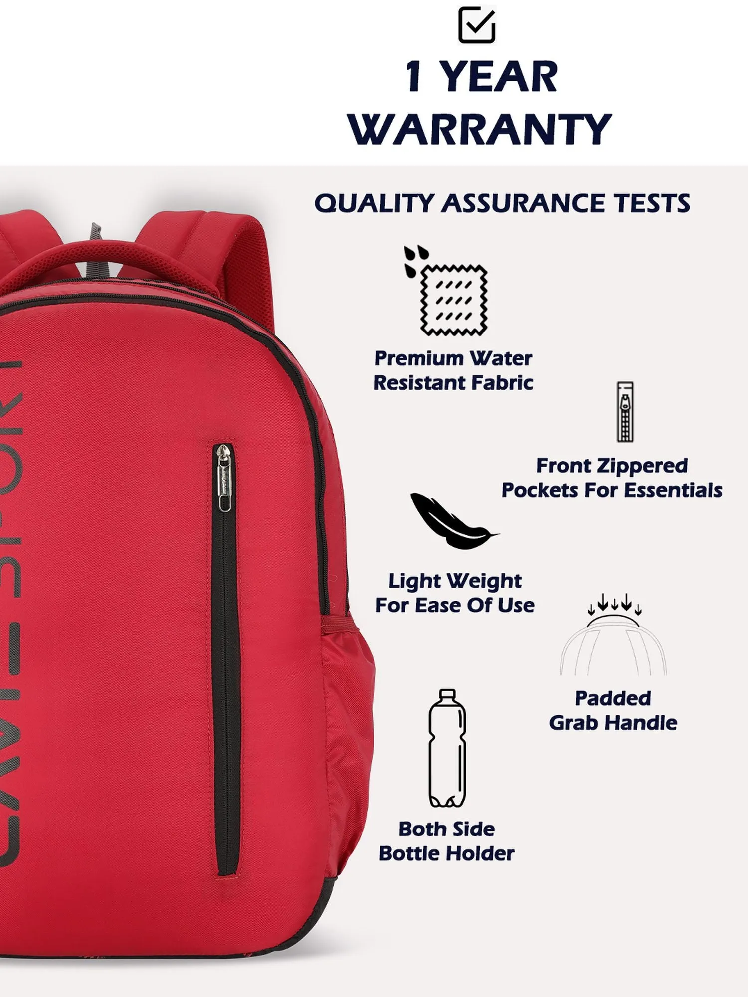 Lavie Sport Engrave 34L Laptop Backpack For Boys & Girls |Unisex Casual Bag for Men & Women Red