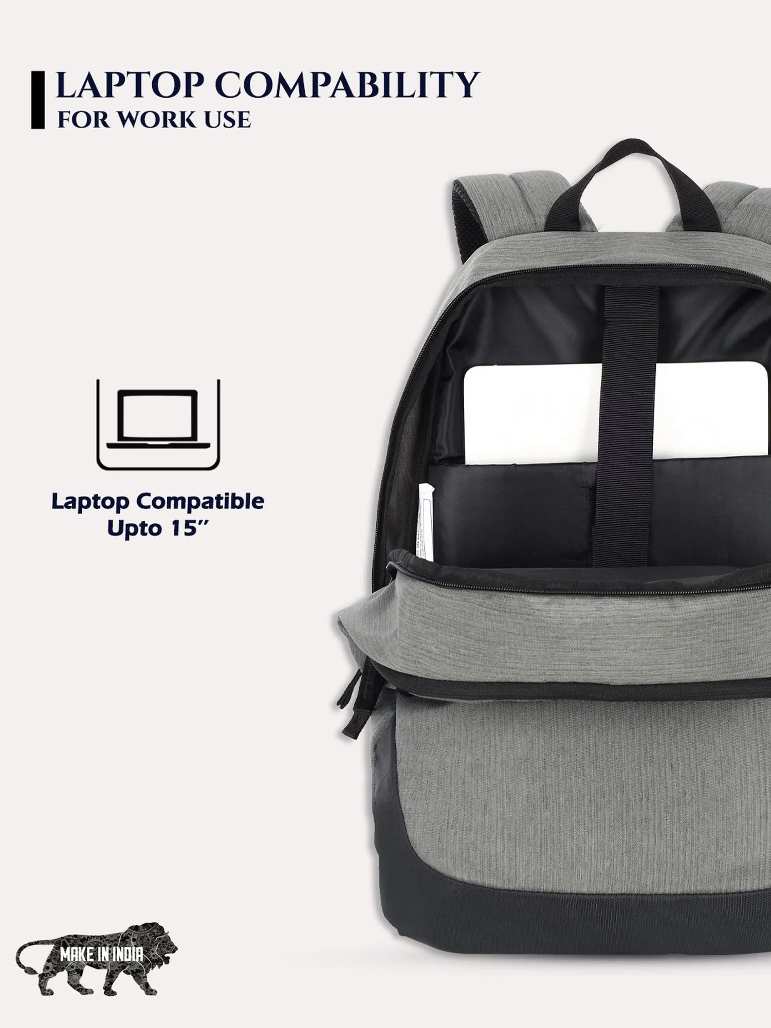 Lavie Sport Ruler 32L Laptop Backpack For Men & Women Grey