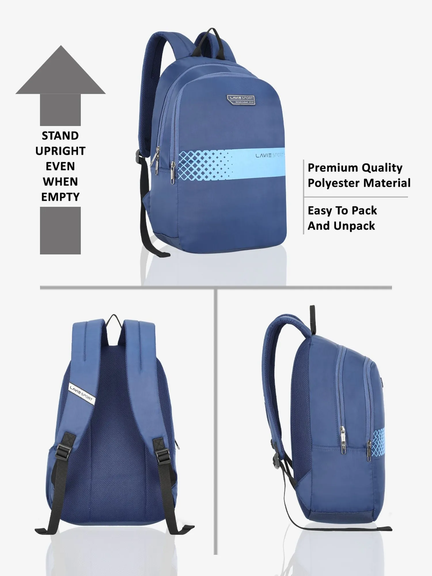 Lavie Sport Speedo 23L College Backpack For Boys & Girls|Men & Women Navy