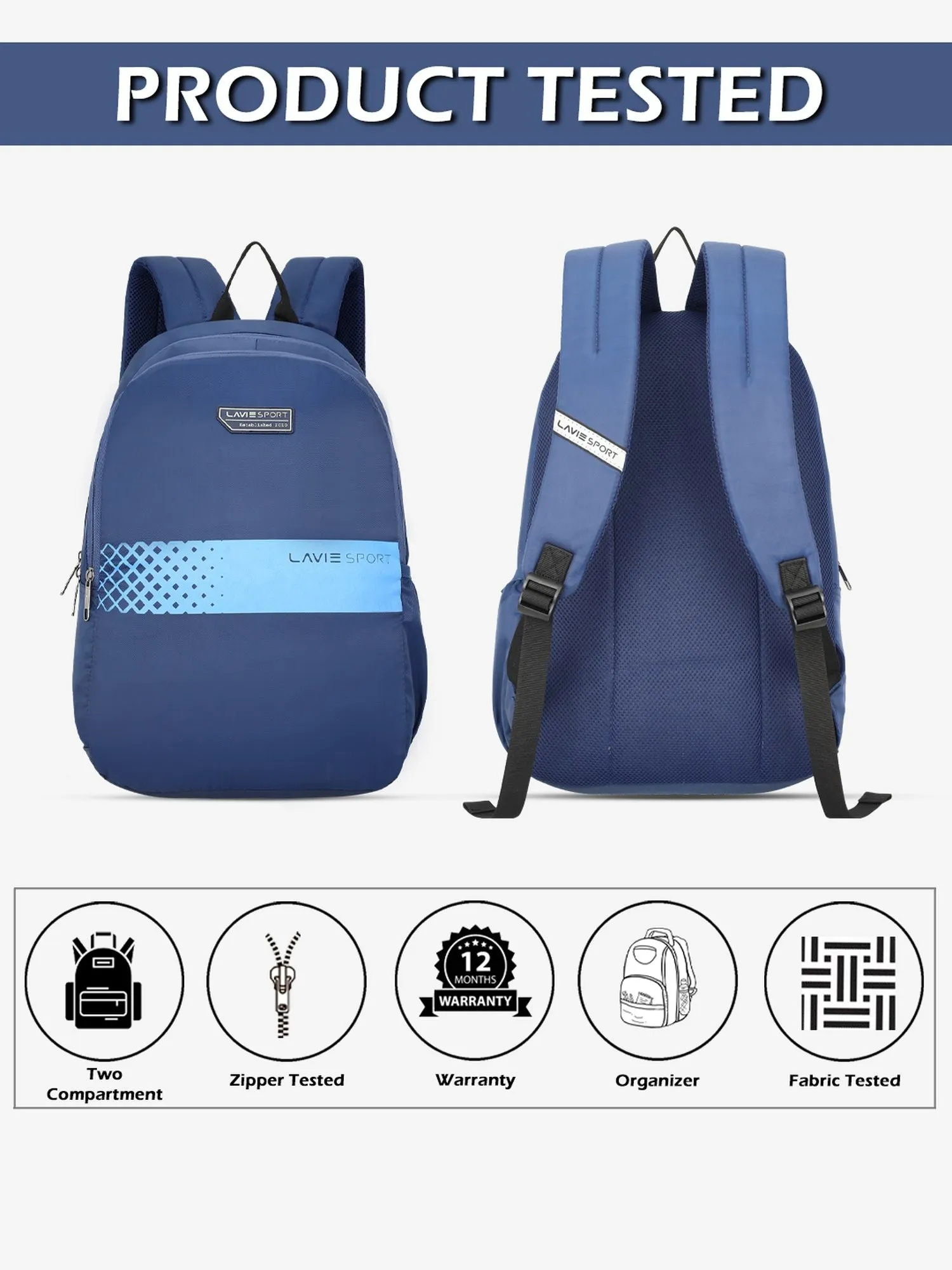 Lavie Sport Speedo 23L College Backpack For Boys & Girls|Men & Women Navy