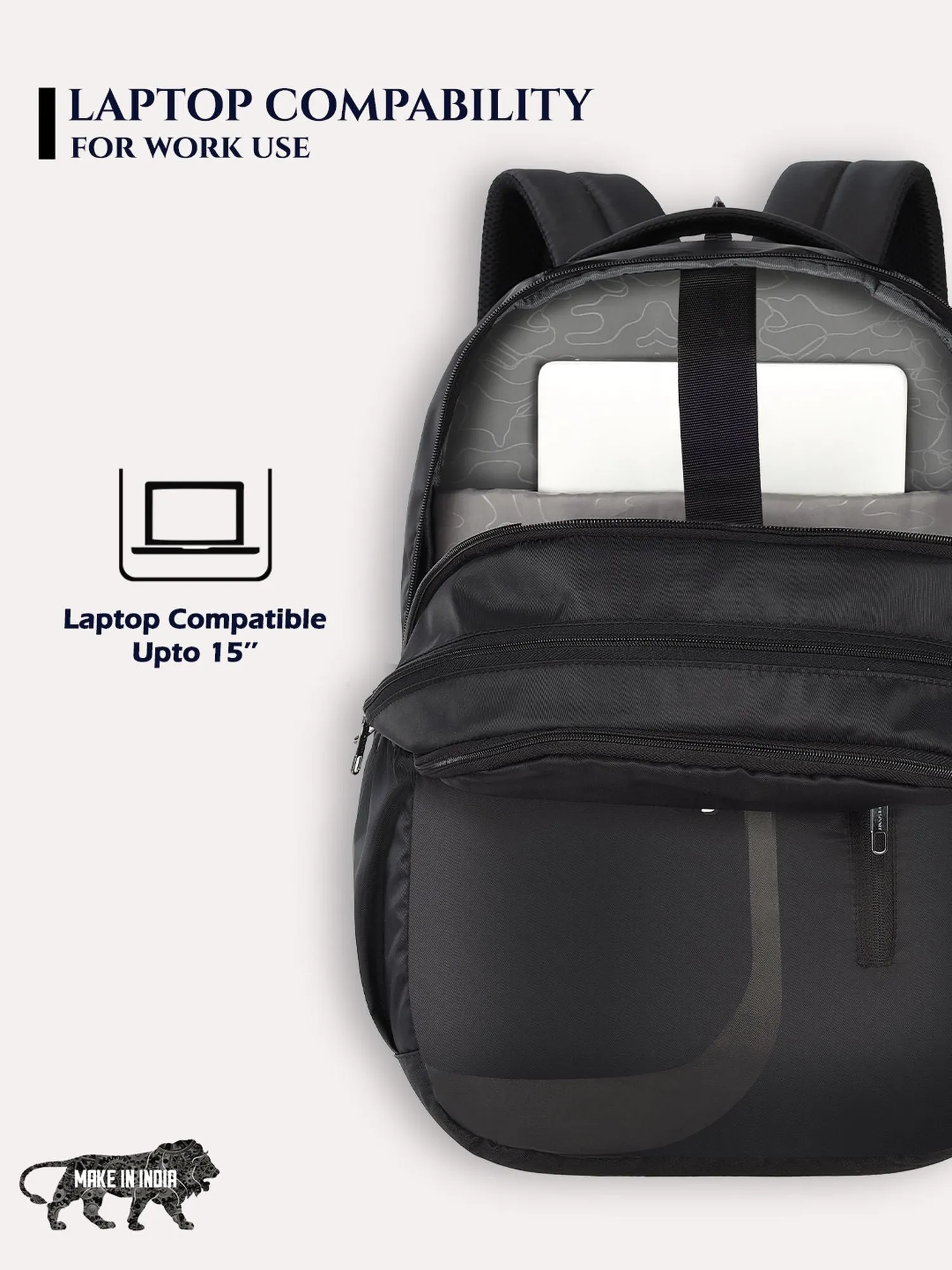 Lavie Sport Zolt X 34L Laptop Backpack For Men & Women | College Bag For Boys & Girls Black