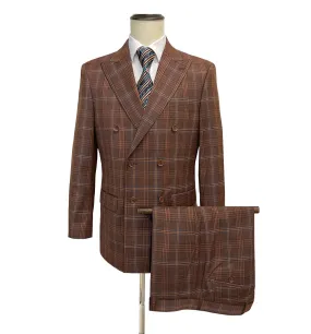 Mazari Slam Windowpane Double Breasted Modern Fit Suit - Rust 2028