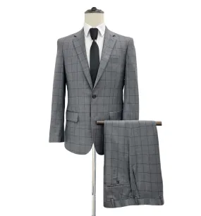 MDZ Windowpane Modern Fit Wool Suit - Charcoal Gray