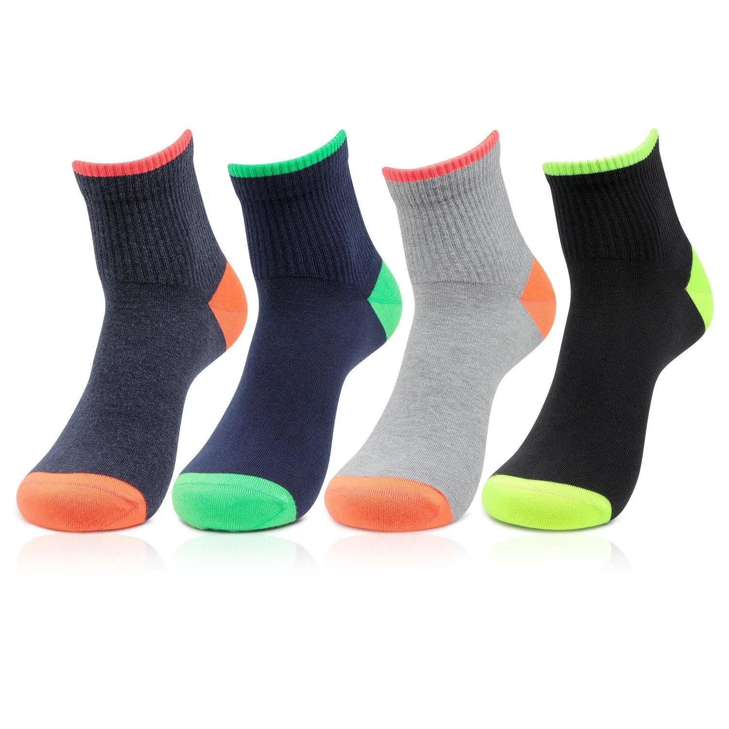 Men Multicolored Logo Embroidered Rib Ankle Designer Socks- Pack of 4