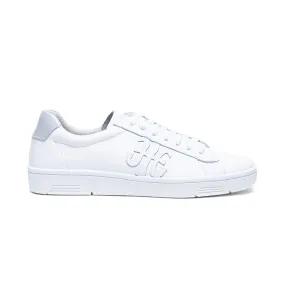 Men's Honor White Gray Logo Leather Sneakers 08021-008