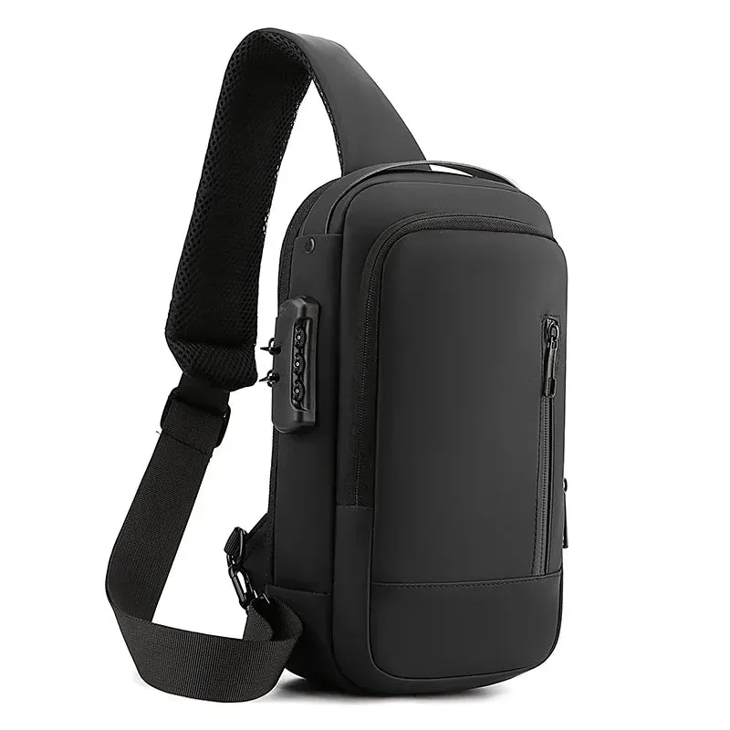 Men's Shoulder Bags Waterproof Usb Crossbody Oxford Bag Anti-Theft Sling Bag Short Travel Messenger Chest Pack For Male