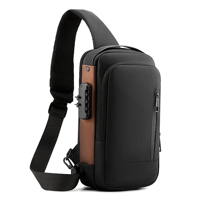 Men's Shoulder Bags Waterproof Usb Crossbody Oxford Bag Anti-Theft Sling Bag Short Travel Messenger Chest Pack For Male