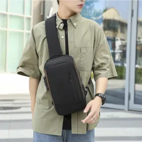 Men's Shoulder Bags Waterproof Usb Crossbody Oxford Bag Anti-Theft Sling Bag Short Travel Messenger Chest Pack For Male