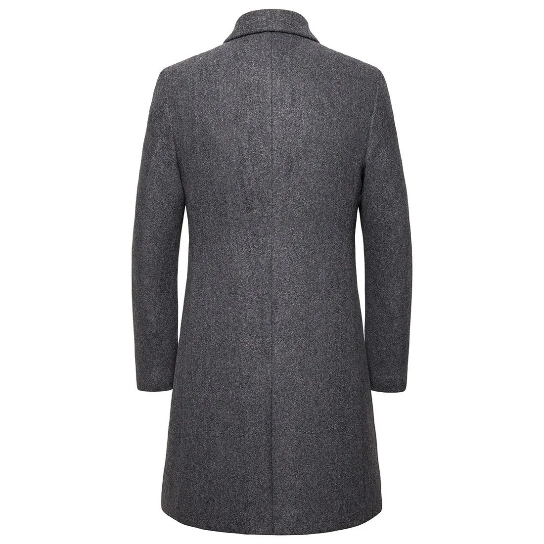 Men's Wool Trench Coat Turn Down Collar Long Wool & Blends Woolen Jacket Coat | JJ-YF601