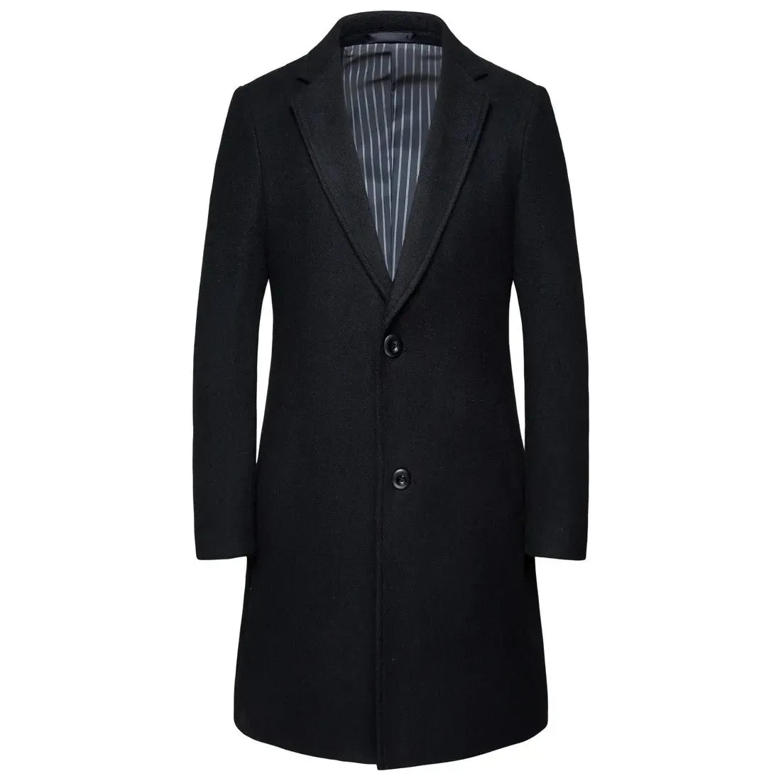 Men's Wool Trench Coat Turn Down Collar Long Wool & Blends Woolen Jacket Coat | JJ-YF601