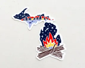 Michigan Shape Bonfire Vinyl Sticker