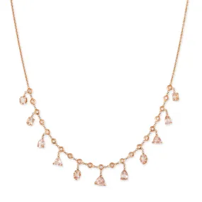 MULTI SHAPE MORGANITE   DIAMOND SHAKER NECKLACE