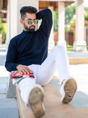 Navy Blue Color Turtle Neck Sweater