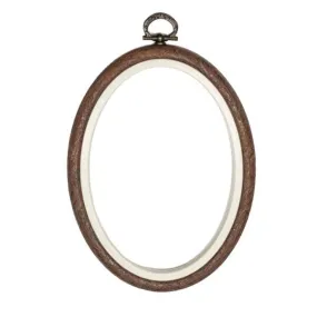 Nurge Flexi Embroidery Hoop OVAL, Woodgrain finish color