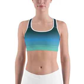 Olive Blue Gradient Sports Bra for women, Workout Bra, Athletic Bras