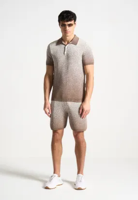 Ombré Knit Shorts - Taupe/White