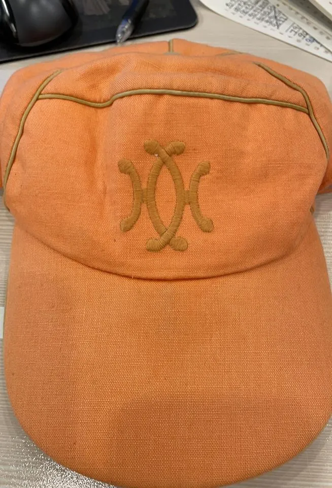 Orange Linen Baseball Cap Hat (Authentic Pre-Owned)