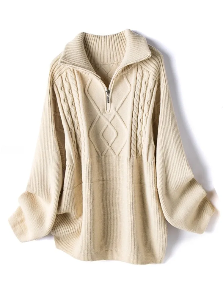 Oversized Thick Warm Knitted Wool Sweater