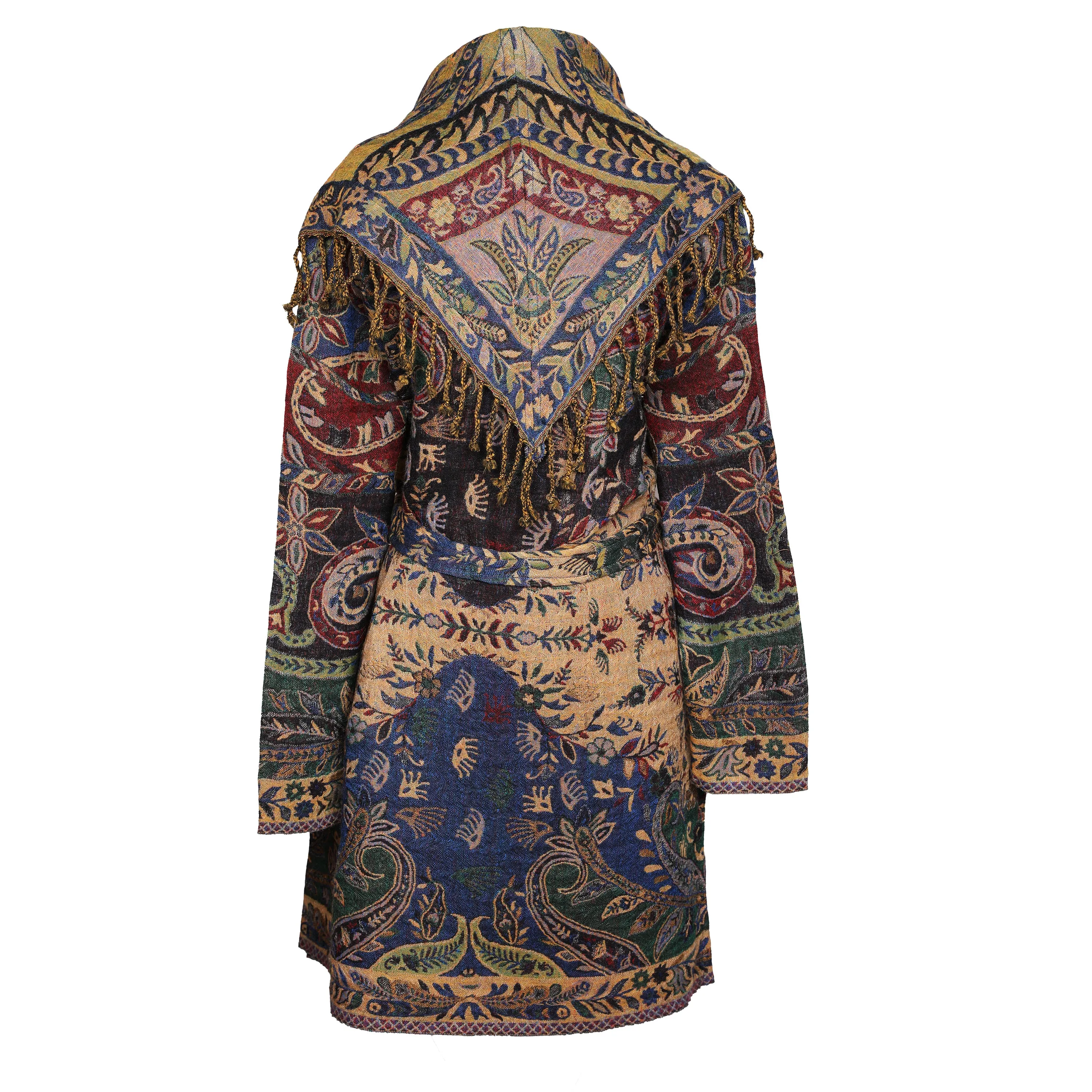 Paola Paisley Boiled Wool Belted Coat