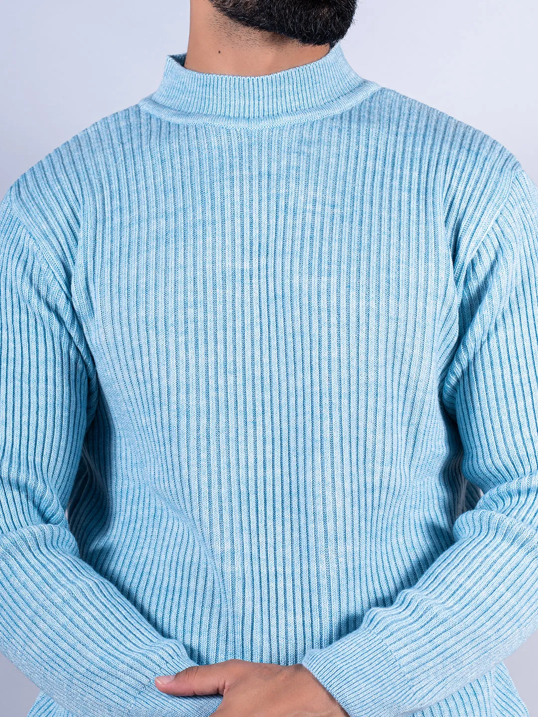 Powder Blue Color Turtle Neck Sweater