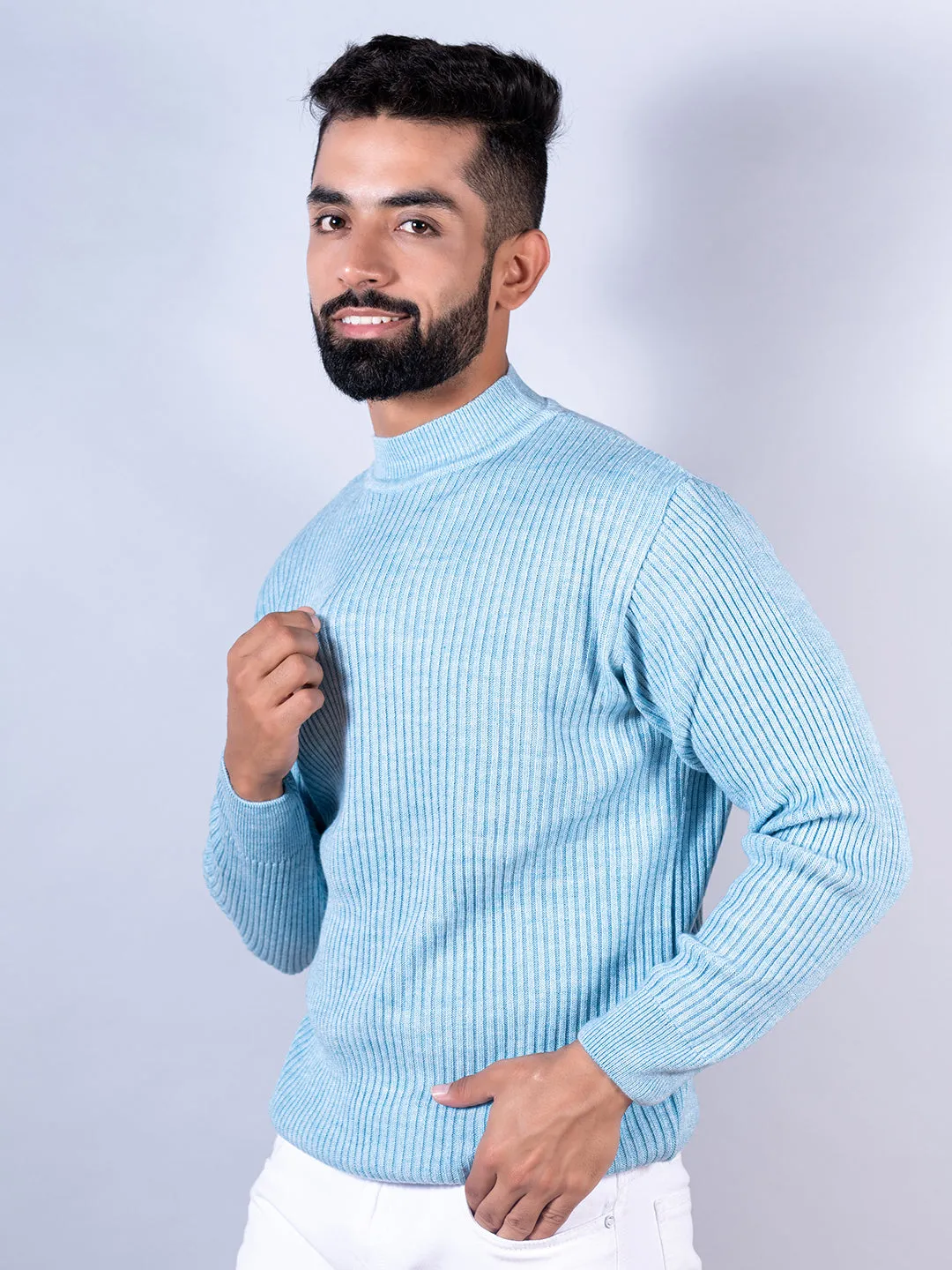 Powder Blue Color Turtle Neck Sweater