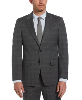 Slim Fit Peak Lapel Deco Plaid Suit Jacket