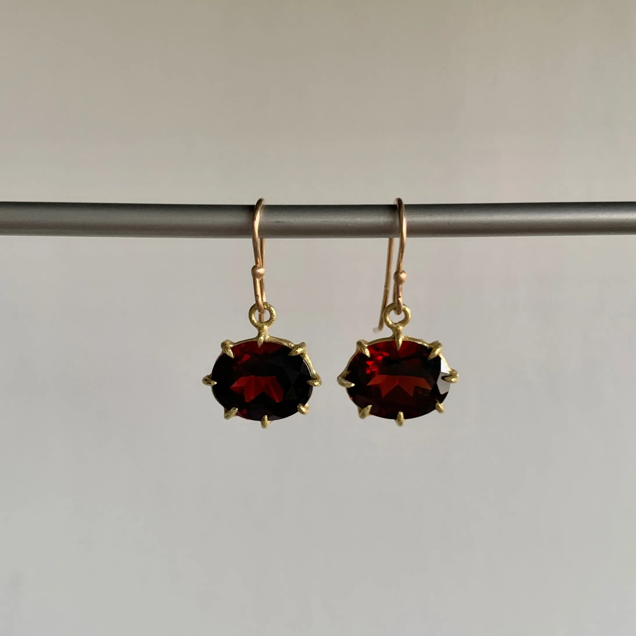 Small Faceted Oval Garnet Earrings