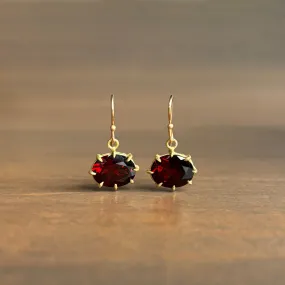 Small Faceted Oval Garnet Earrings