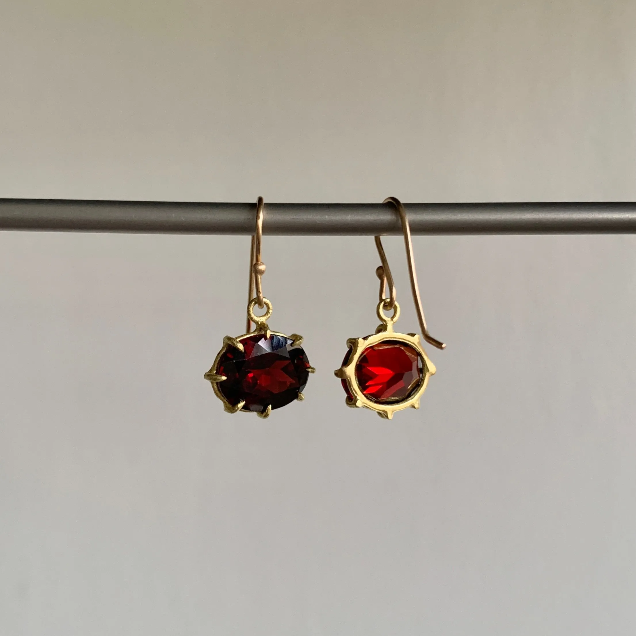 Small Faceted Oval Garnet Earrings