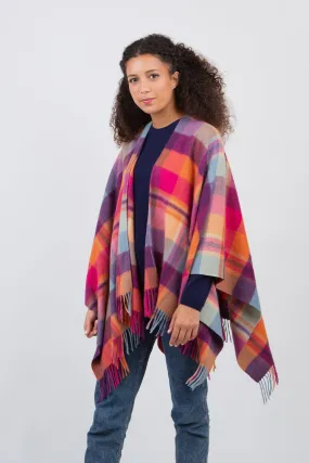 Square Check Cashmere Wrap - Orient Ginger