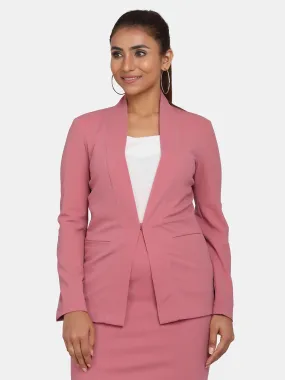 Stylish Lapel less Stretch Blazer for Women - Pink