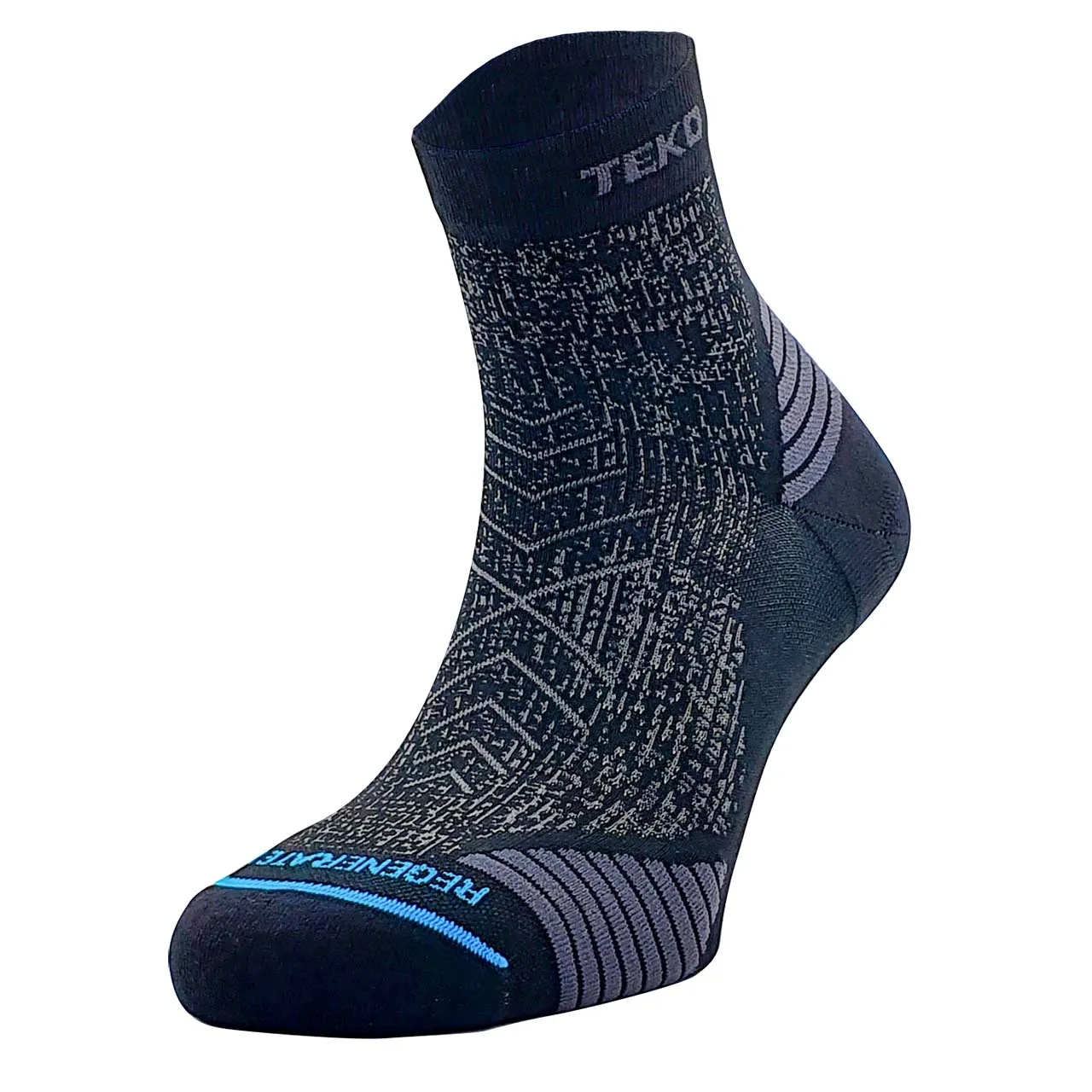 Teko ecoRUN Mini Crew Light Half Cushion 2.0 Running Socks - Unisex - Black/Dusk