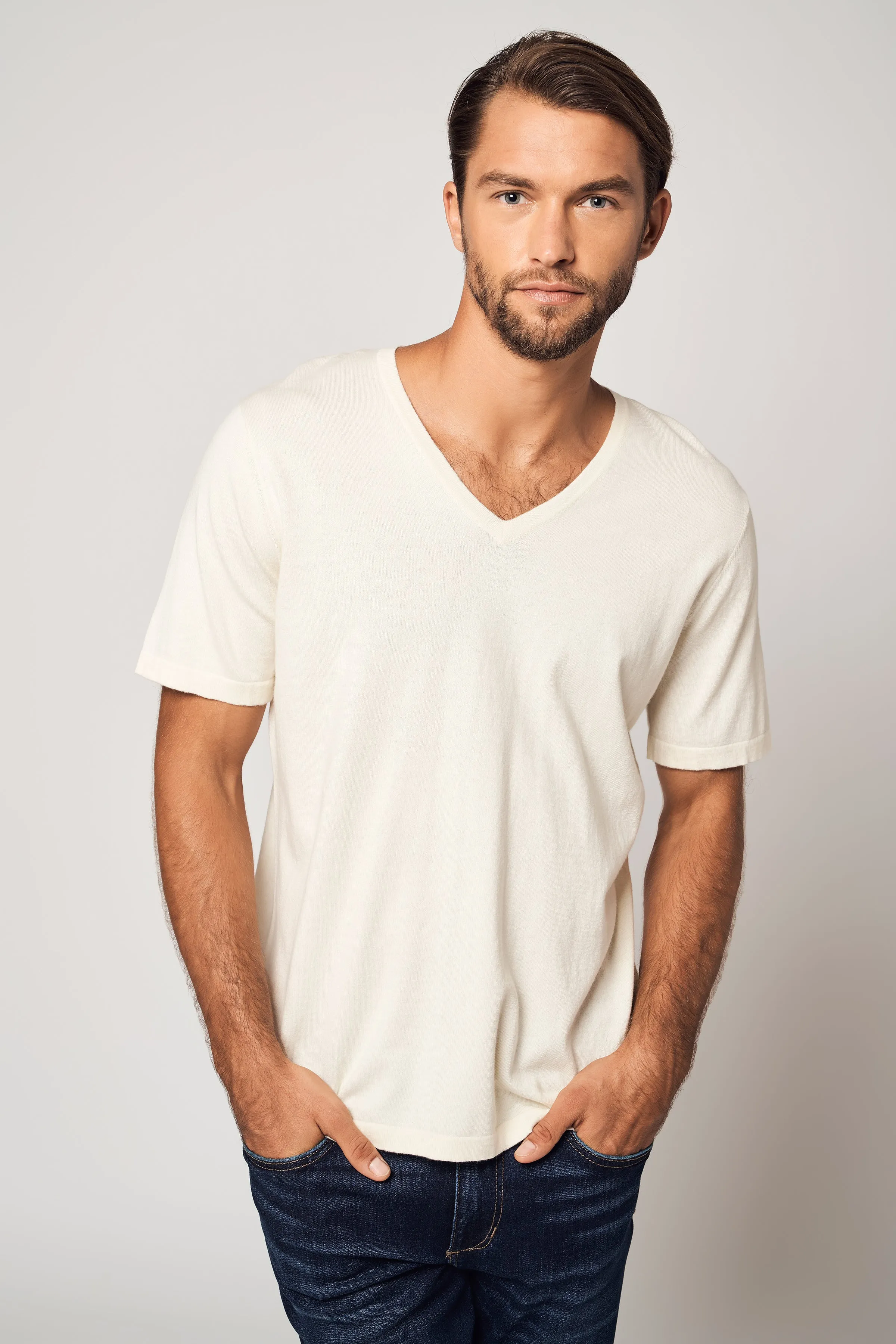 V-Neck Cotton Cashmere T-Shirt