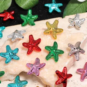 Wholesale 100pcs Electroplated Metallic Starfish Acrylic Pentagram Straight Hole DIY Beads