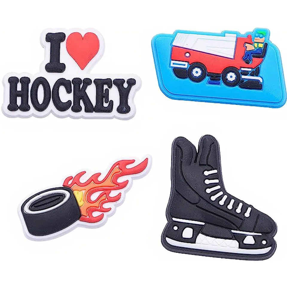 Wholesale 100PCS PVC DIY Hole Shoes Accessories Ice Hockey Series Shoes Flowers