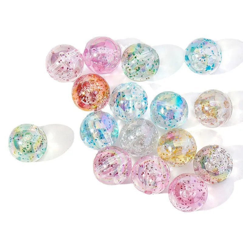 Wholesale 100pcs/pack Acrylic Girly Clear Color Straight Hole Round Beads