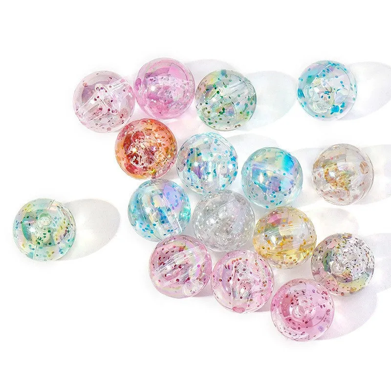 Wholesale 100pcs/pack Acrylic Girly Clear Color Straight Hole Round Beads