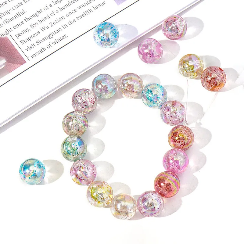 Wholesale 100pcs/pack Acrylic Girly Clear Color Straight Hole Round Beads